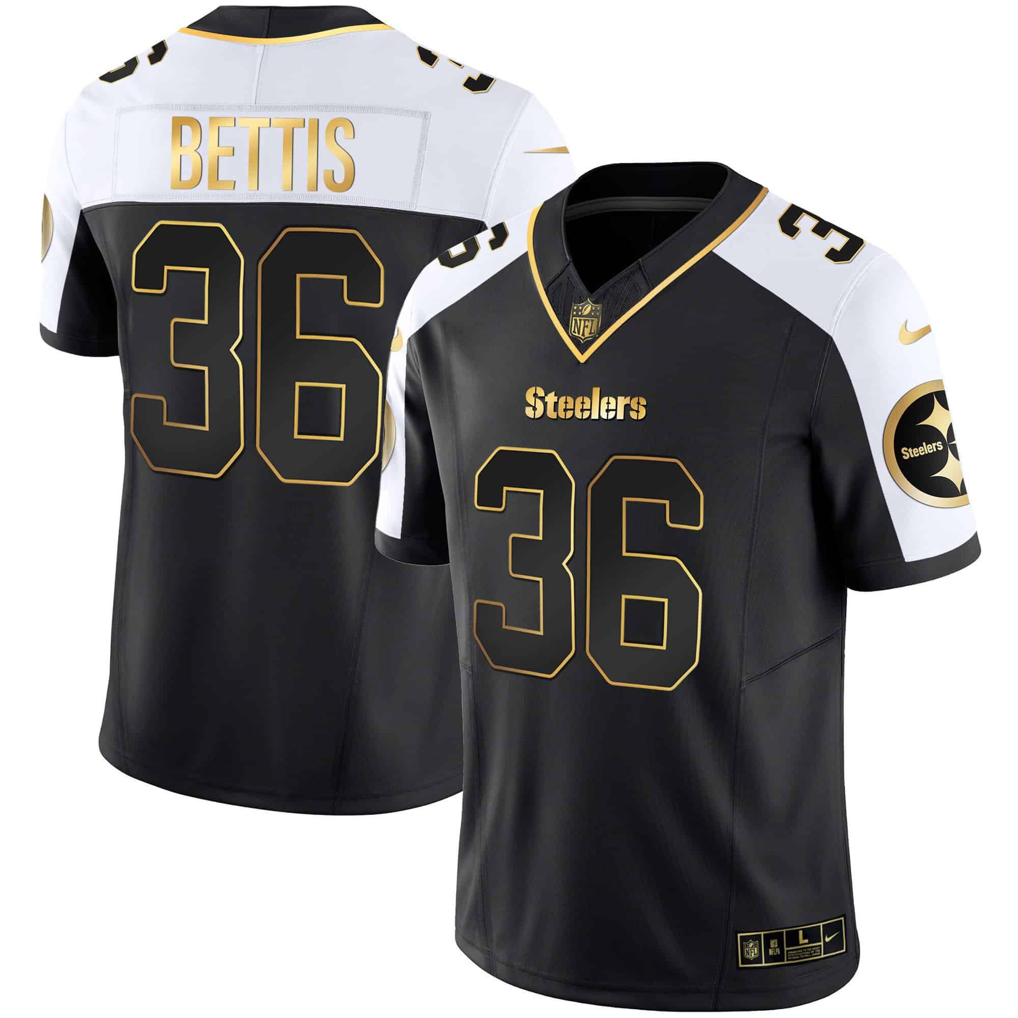 Men Pittsburgh Steelers 36 Bettis Black Gold 2024 Nike Vapor Limited NFL Jersey
